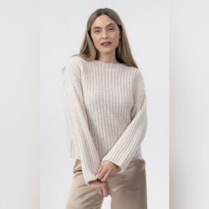 Holebrook Sweden Cajsa Ribbed Merino Wool Sweater Small Sand Shell Beige
